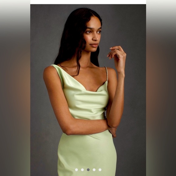 BHLDN/Anthropologie Weddings August Satin Midi Dress Cucumber - Picture 1 of 6